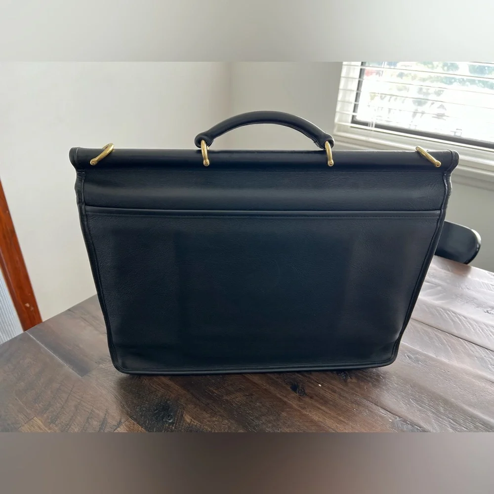 Coach Vintage Black Leather Briefcase Bag - Picture 2 of 8